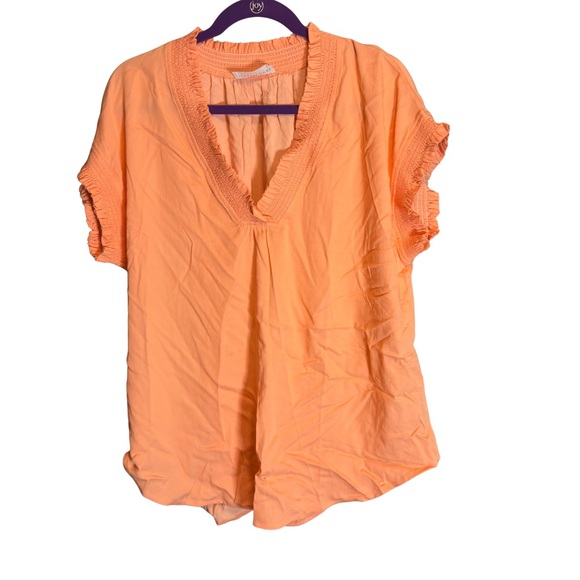 Coral V-Neck Women's Top - Picture 2 of 5